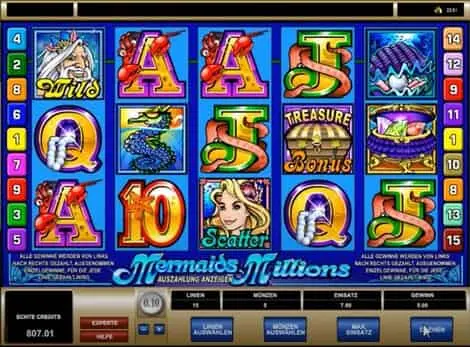 Bonus feature in slot game - Mermaids Millions